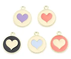 Y2K Charm Pendant Gold Necklace - Heart Circle - Purple ( Pack of 1)-thumb4