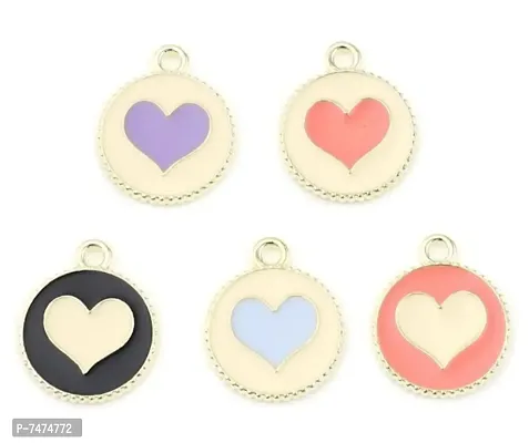 Y2K Charm Pendant Gold Necklace - Heart Circle - Purple ( Pack of 1)-thumb5
