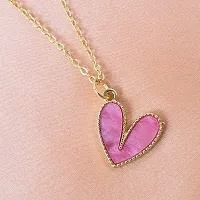 Y2K Charm Pendant Gold Necklace - Glass Heart - Dark Pink ( Pack of 1)-thumb2