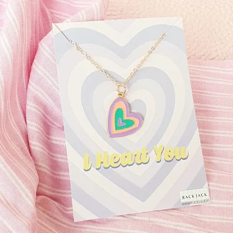 Y2K Charm Pendant Necklace - I Heart You - ( Pack of 1)