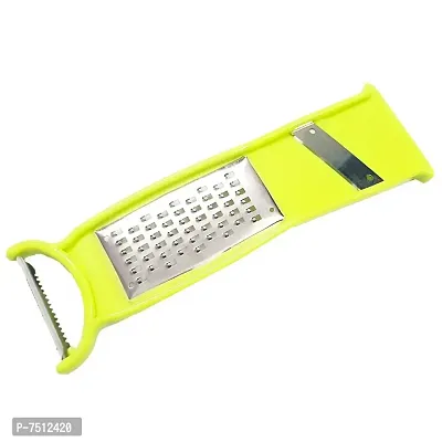 3 in 1 Peeler Grater Slicer Stainless Steel Sharp Blades Multipurpose Kitchen Tool - Green ( Pack of 1)-thumb0