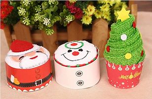 Christmas Cupcake Napkin - Green ( Pack Of 1)-thumb2