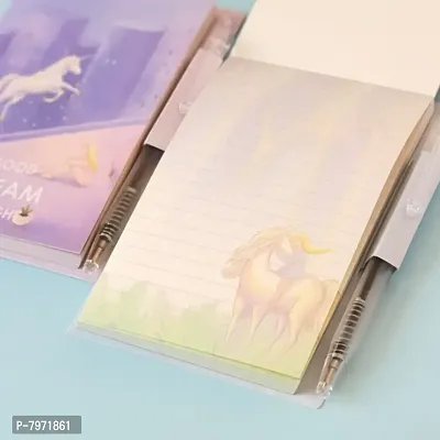 Unicorn Dream Memo Pad with Mini Pen - Blue ( Pack of 1)-thumb2