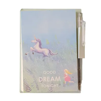 Unicorn Dream Memo Pad with Mini Pen - Green ( Pack of 1)