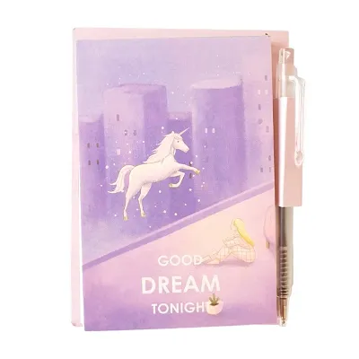 Unicorn Dream Memo Pad with Mini Pen - Purple ( Pack of 1)