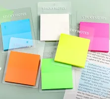 Transparent Sticky Notes Office Stationery Supplies - Square - Blue ( Pack of 1)-thumb2