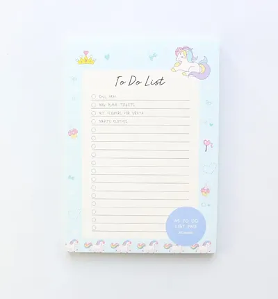 Unicorn A5 To Do List Memo Pad - Blue ( Pack of 1)