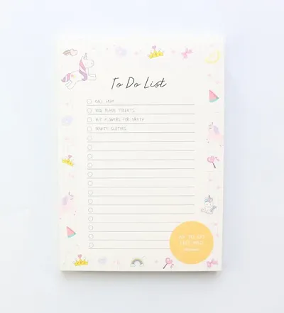 Unicorn A5 To Do List Memo Pad - White ( Pack of 1)