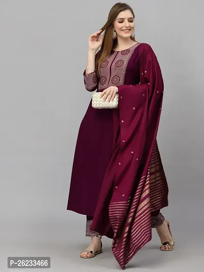 Classic Viscose Rayon Kurta, Bottom and Dupatta set-thumb0