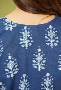 Stylish Blue Viscose Rayon Printed Kurta For Women-thumb4