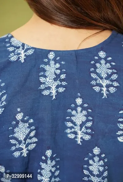 Stylish Blue Viscose Rayon Printed Kurta For Women-thumb5