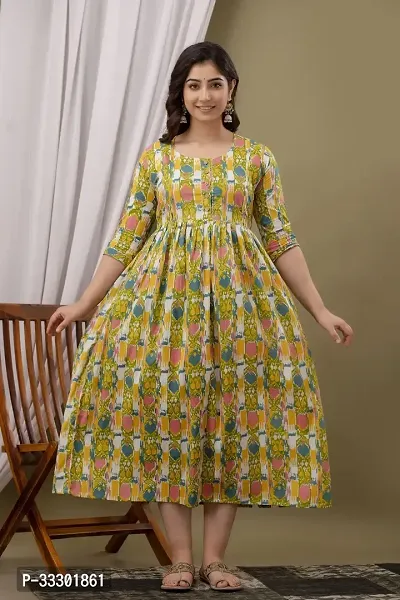 Beautiful Yellow Viscose Rayon Printed Kurta For Women-thumb0