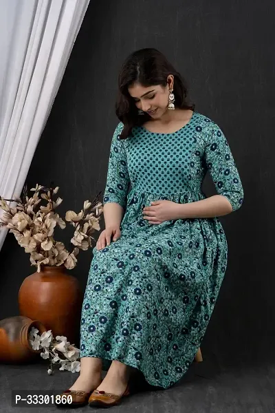 Beautiful Blue Cotton Blend Printed Kurta For Women-thumb0