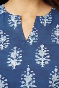 Stylish Blue Viscose Rayon Printed Kurta For Women-thumb2