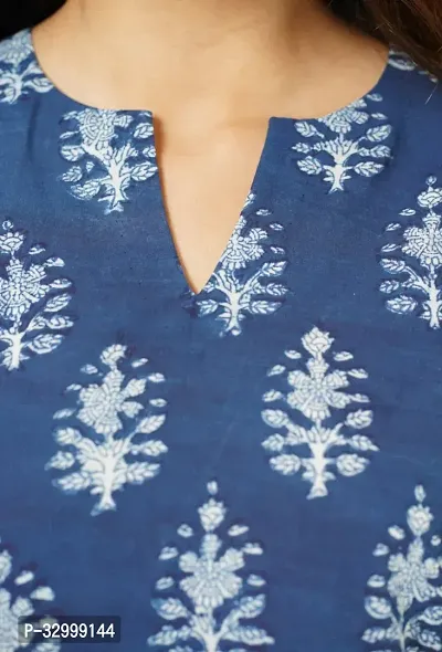 Stylish Blue Viscose Rayon Printed Kurta For Women-thumb3