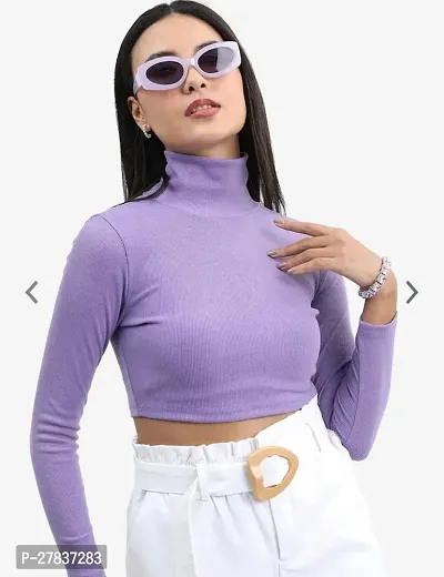 Elegant Purple Lycra Solid Top For Women-thumb0