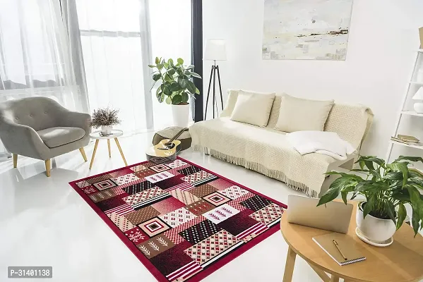 Stylish Modern Design Carpet For Home Red Color Available 60 X 90cm 2 X 3 Feet-thumb2