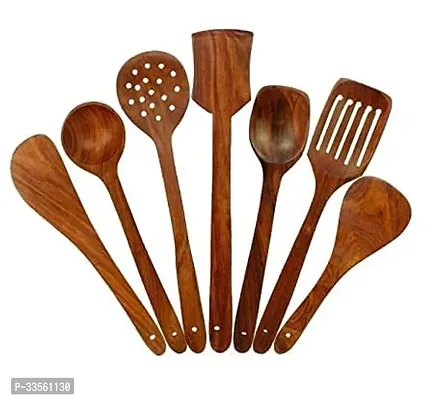 Useful Pure Sheesham Wooden Serving And Cooking Spoons-7 Pieces-thumb0