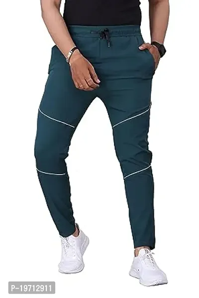 Stylish Olive Polyester Solid Regular Track Pants For Men-thumb0