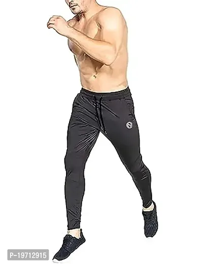 Stylish Black Polyester Solid Regular Track Pants For Men