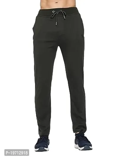 Stylish Olive Polyester Solid Regular Track Pants For Men