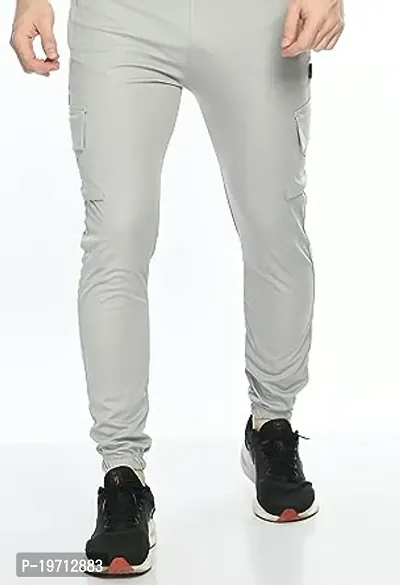 Stylish Grey Cotton Solid Regular Track Pants For Men