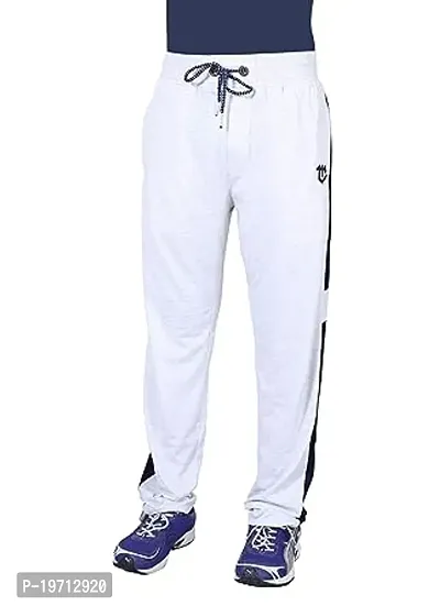 Stylish Off White Polyester Solid Regular Track Pants For Men