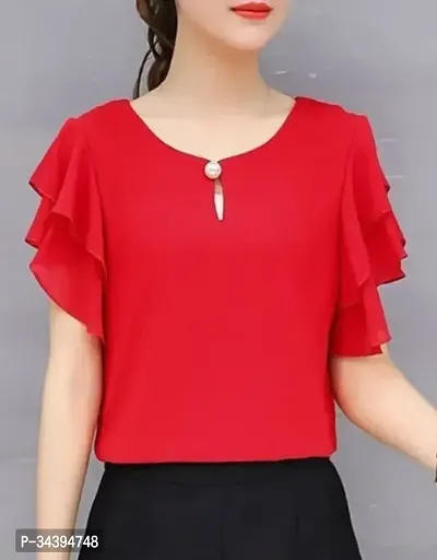 Pretty Georgette Solid Top For Women-thumb0