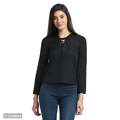 Trend Arrest Women's Plain Regular fit Shirt (T220001XL_Black X-Large)