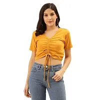 Trend Arrest Women's CottonMustard Drawstring TopMustard(L)-thumb1