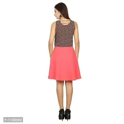 Trend Arrest Women's Crepe Skater Mini Dress (D503801VM_Pink_M)-thumb2