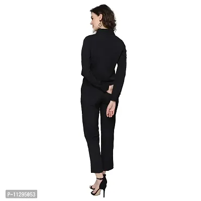 Trend Arrest Polyester Pleated Casual Dress (JS502801L_Black_L)-thumb3