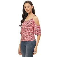 Trend Arrest Women Red Rayon Ditsy Floral Top-thumb2