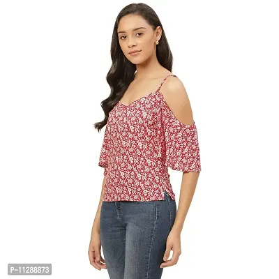 Trend Arrest Women Red Rayon Ditsy Floral Top-thumb3