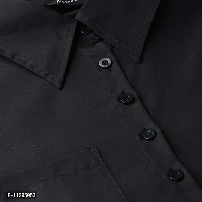 Trend Arrest Polyester Pleated Casual Dress (JS502801L_Black_L)-thumb5