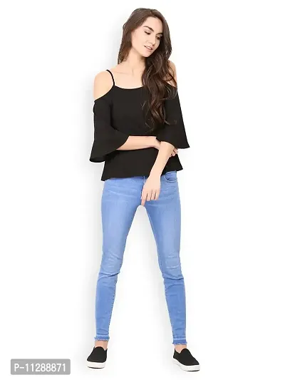 Trend Arrest Women's Plain Regular fit Shirt (T210203S_Black S)-thumb4