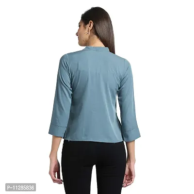 Trend Arrest Women's Plain Regular fit Shirt (T220401XL_Blue XL)-thumb2