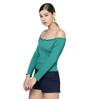 Trend Arrest Women Green Polyester Large Shirt-thumb2