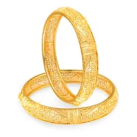 Elegant Golden Alloy Bangles For Women 2Pcs-thumb4