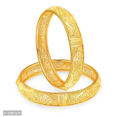 Elegant Golden Alloy Bangles For Women 2Pcs-thumb5