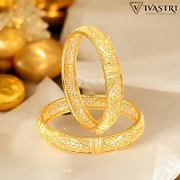 Elegant Golden Alloy Bangles For Women 2Pcs-thumb1