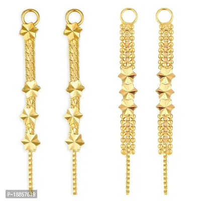 VIVASTRI Golden  Alloy  Ear Cuff Earrings For Women-thumb0