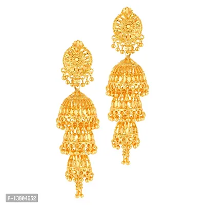 Golden Brass  Jhumkas Earrings For Women