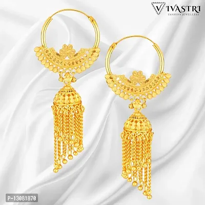 Golden Brass  Jhumkas Earrings For Women-thumb0