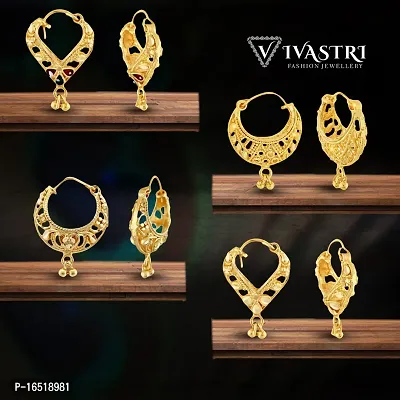 VIVASTRI Golden Alloy  Chandbalis Earrings For Women-thumb0