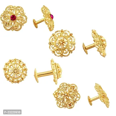 Traditional Golden Alloy Cubic Zirconia Earrings For Women Pair Of 4-thumb0