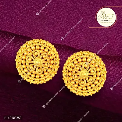 Golden Brass  Studs Earrings For Women-thumb4