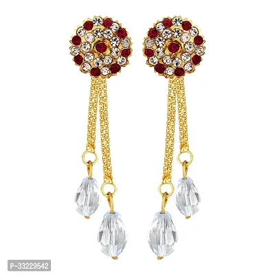 Traditional Golden Alloy Cubic Zirconia Earrings For Women-thumb3