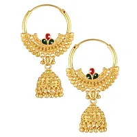 Beige Brass American Diamond Jhumkas Earrings For Women-thumb1