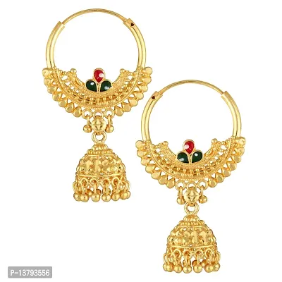 Beige Brass American Diamond Jhumkas Earrings For Women-thumb2